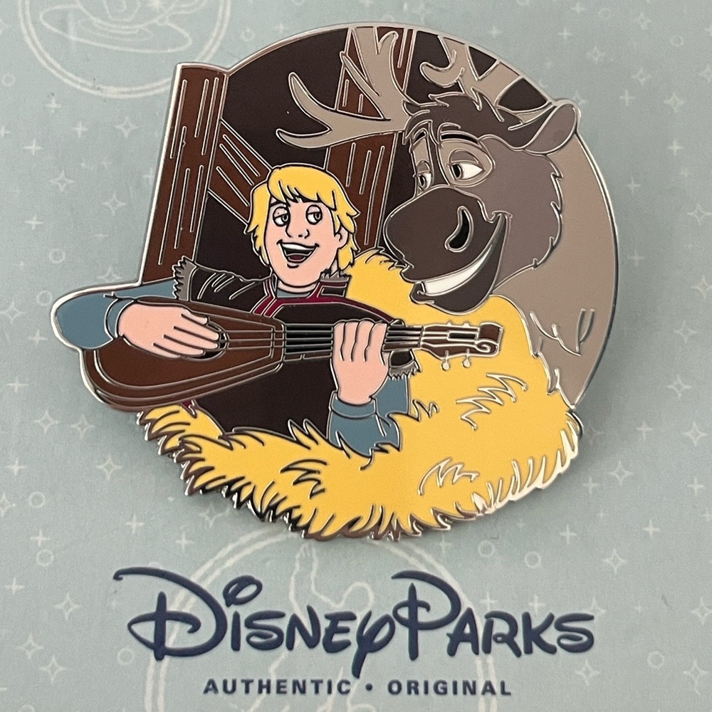Disney Parks Frozen Reindeer Sven and Kristoff Singing Guitar Pin